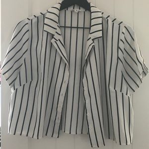 Le Lis Collection Black and White Striped Blouse